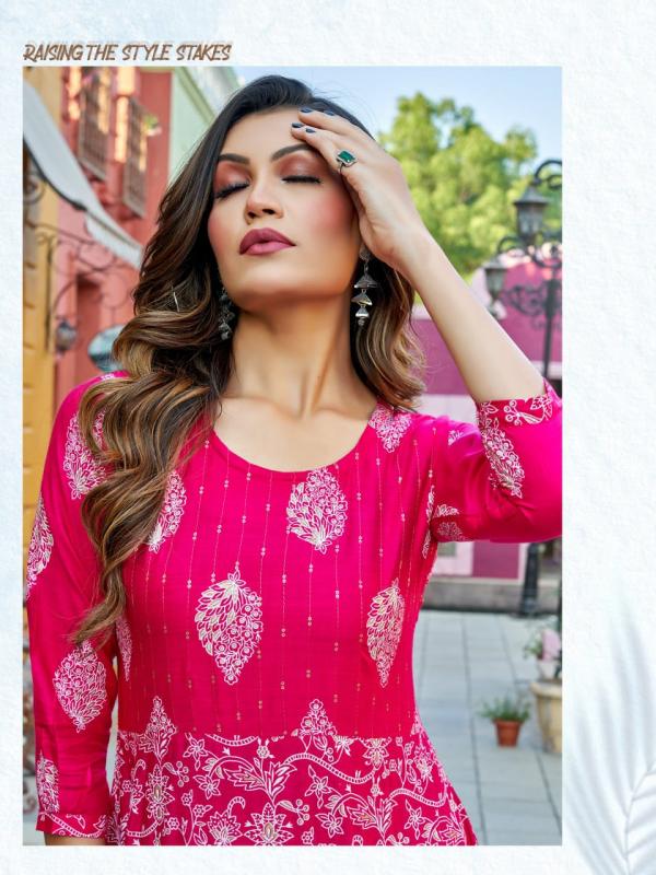 Hirwa Karishma Rayon slub Designer Kurti Collection